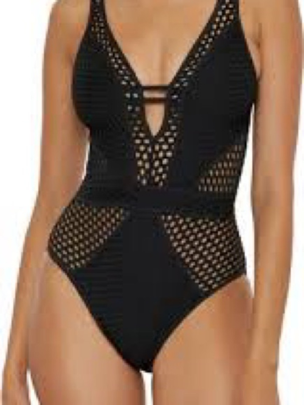 Black Crochet One-Piece Swimsuit Becca